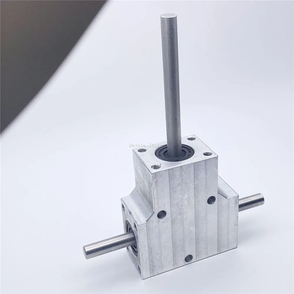 NEW Heavy-Duty Spiral Bevel Gearbox 8MM Double Output Shaft 1:1 90&deg; Angle Device Waterproof Aluminium Case