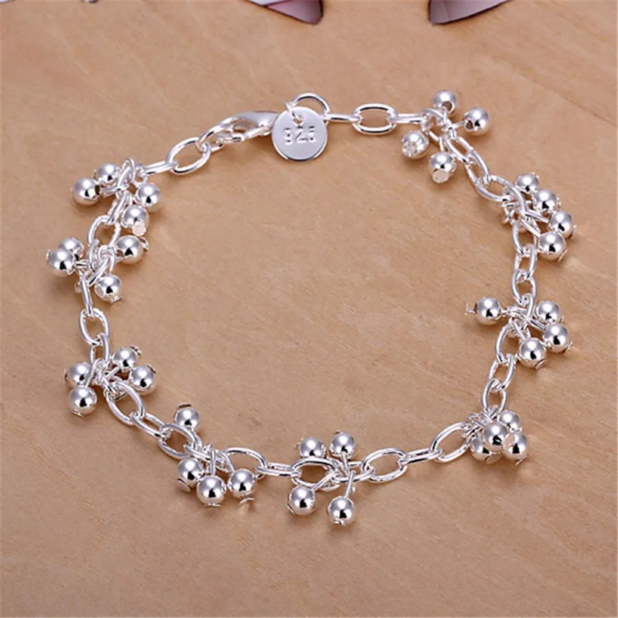 

Beautiful Silver Color Bracelets Nice for Wedding Women Chain Bracelet Charm Beads Fashion Gorgeous Jewelry Wholesale