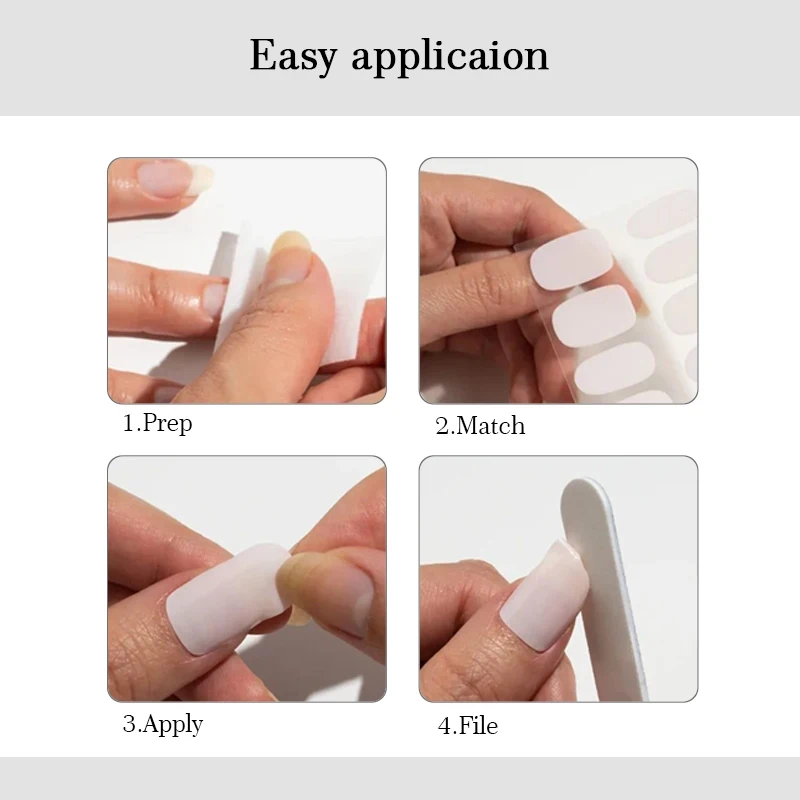 DIY Solid Color Full Cover Nail Stickers Long-Lasting Nail Strips Patch Slider Sticker Press On Nails Adhesive Waterproof