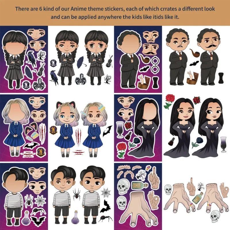 Wednesday Addams Puzzle Stickers Cute Cartoon Sticker Decoration