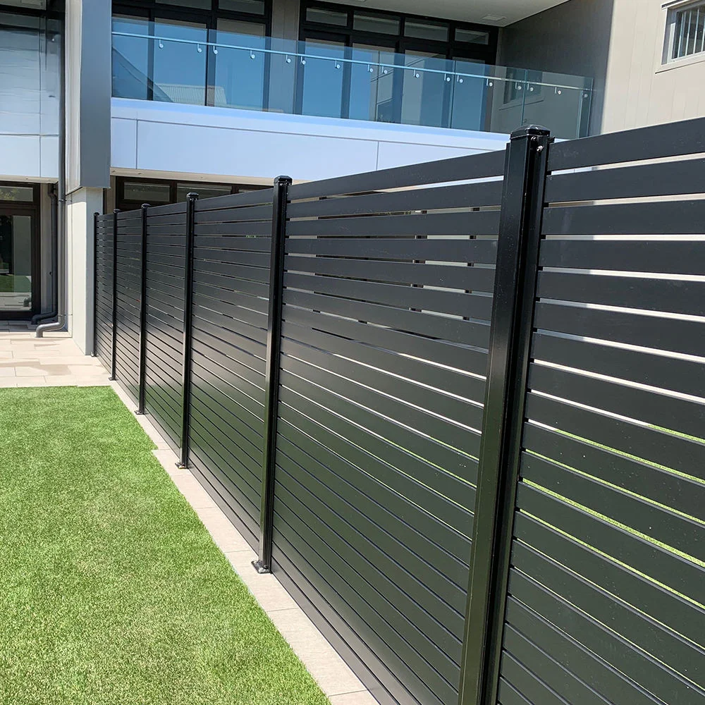 Modern Design Modular Fences Aluminum Metal Horizontal Yard Privacy Slat Fencing Panels Outdoor Garden Fence