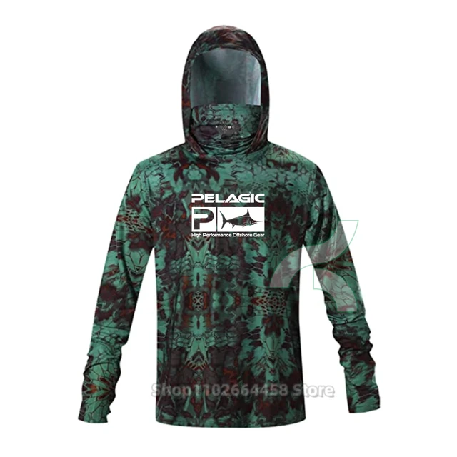 Pelagic Fishing Clothing UPF 50+ Face Cover Fishing Hoodie Shirts Men UV  Protection Long Sleeve Camouflage Mask Fishing Shirts - AliExpress