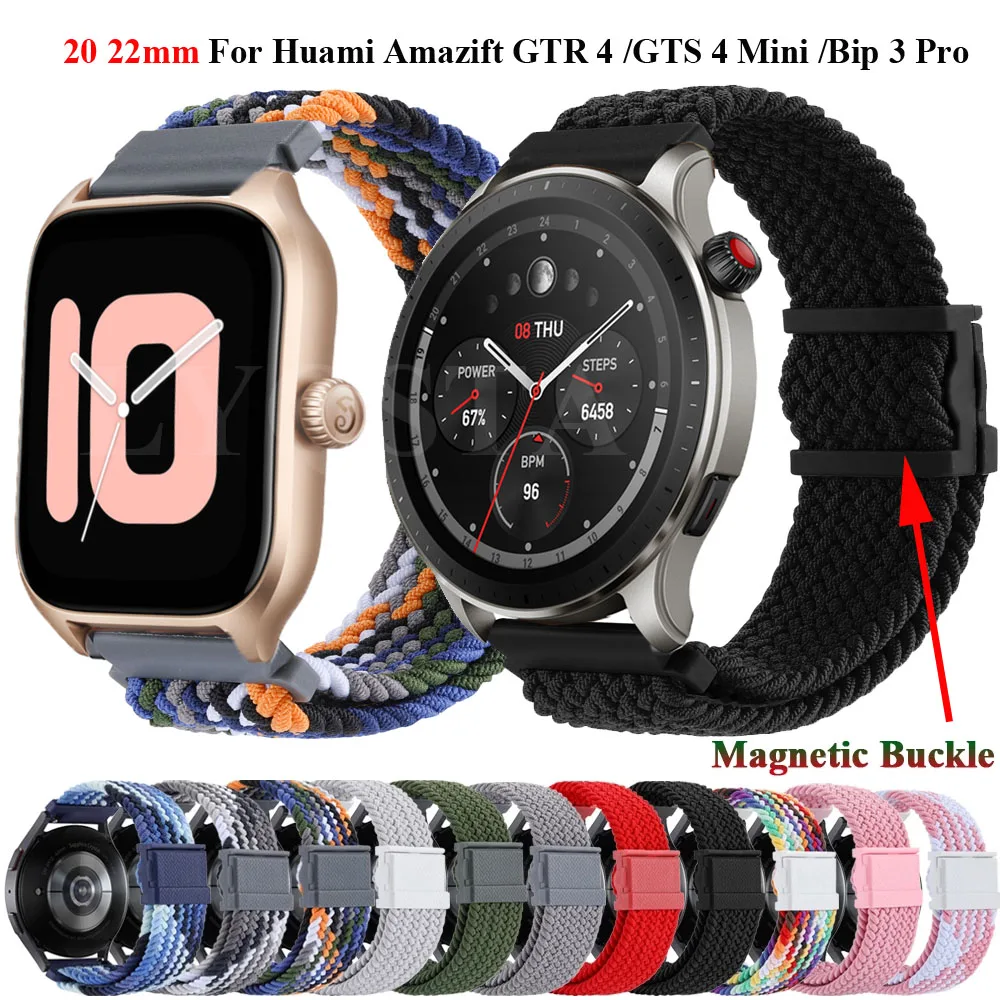 

Ремешок спортивный для Huami Amazift GTR 4/3 Pro 42 47 мм/GTS 4 Mini 3 2e 2, сменный нейлоновый браслет для умных часов, 22 20 мм