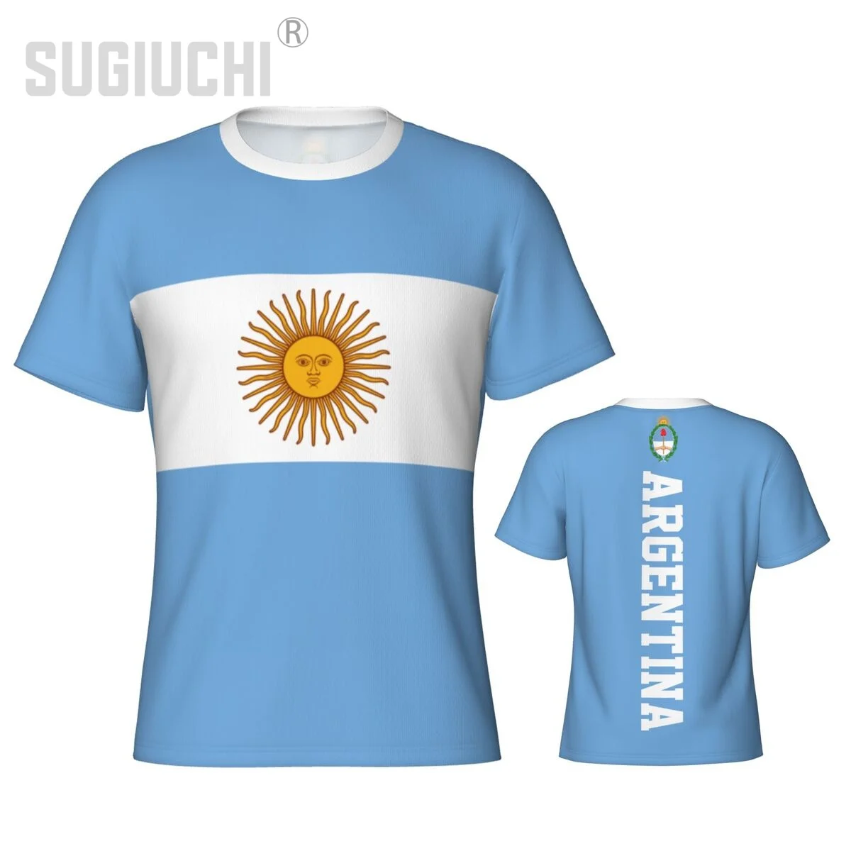 T-Shirt Sportiva Attillata Bandiera Argentina Emblema 3D Per Uomo Donna Tees Jersey Abbigliamento Calcio Tifosi Regalo Maglietta Patriottica