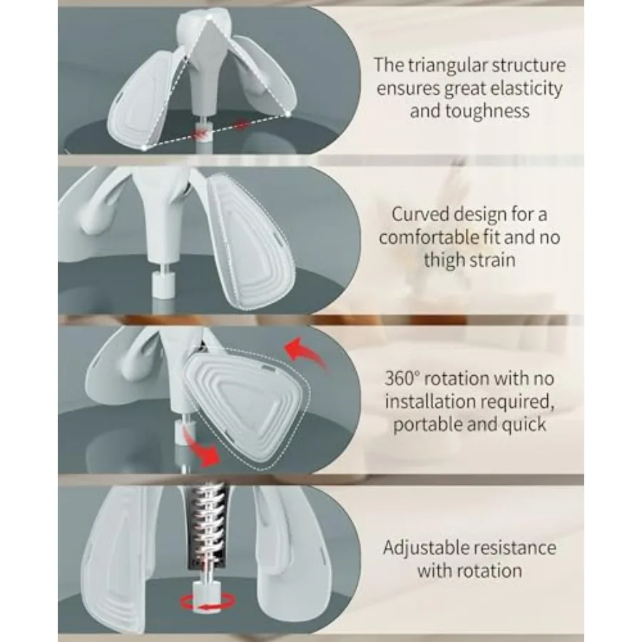 Inner Thigh Exerciser for Women, Adjustable Pelvic Floor Muscle Exercise Devices, Arm Workout for Men and Women, 360° Hand-Crank