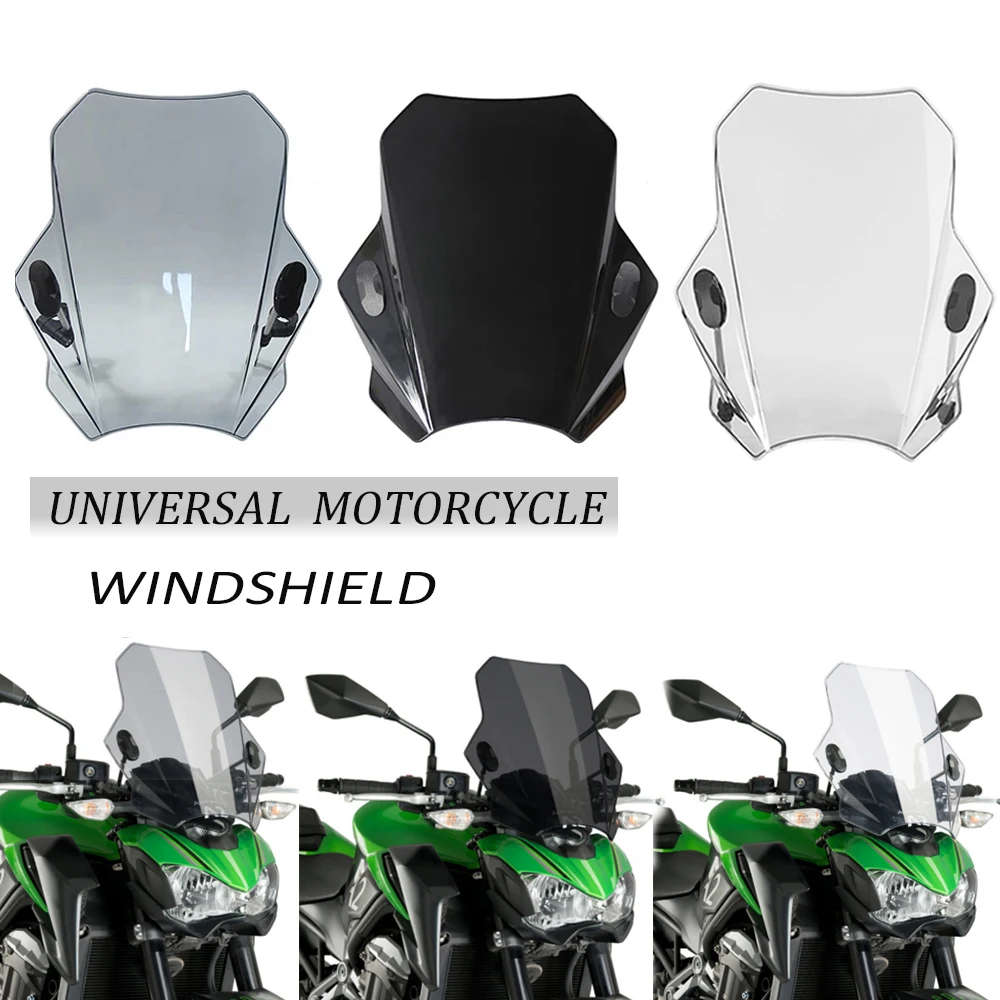 For KAWASAKI SUZUKI YAMAHA HONDA BMW Universal Motorcycle Windscreen Windshield Covers Screen Smoke Lens Motorbikes Deflector