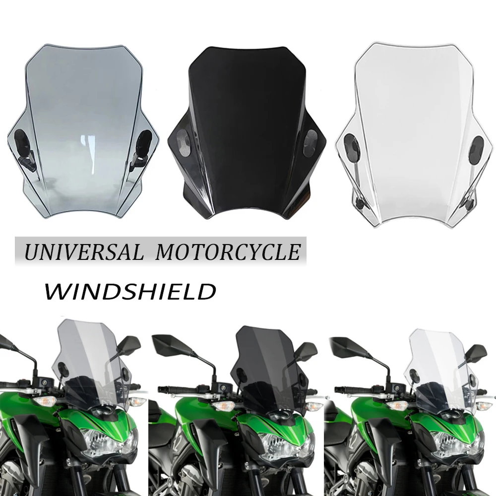 For KAWASAKI SUZUKI YAMAHA HONDA BMW Universal Motorcycle Windscreen Windshield Covers Screen Smoke Lens Motorbikes Deflector 2pcs car bi laser led projector dual direct lens fog light 12v 140w 6000k high low beam headlight for honda toyota universal