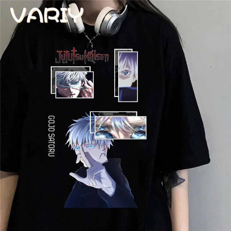 

Top Tshirt Manga Japanese Anime Jujutsu Kaisen T Shirt Gojo Satoru Tops Black Oversized T-shirt 90s Gothic Clothes Streetwear