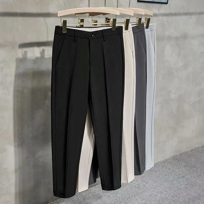 2024 New Spring and Summer Casual Minimalist Fashion Business Slim Fit Versatile High Waisted Korean Version Cropped Suit Pants