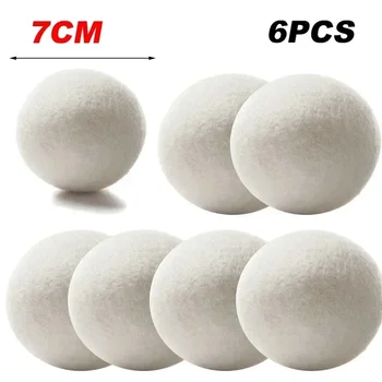 6 pezzi palline per asciugatrice in lana riutilizzabili ammorbidente bucato 7 cm palla per bucato palline per lavaggio domestico palline per asciugatrice in lana accessori per lavatrice 1