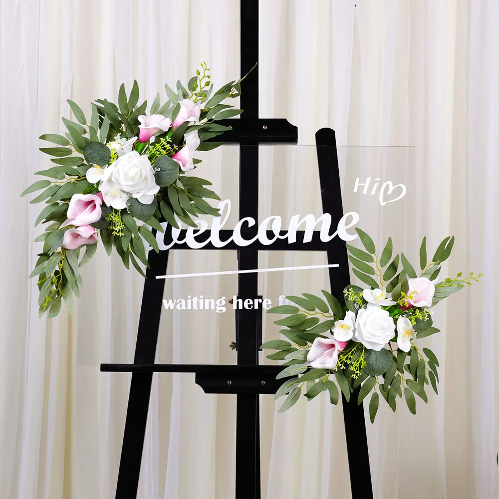 50cm 2Pcs Artificial Flower Swag Floral Swag Garland Wedding Arch Flowers Kit for Sign Rustic Artificial Floral Swag Arch Deco