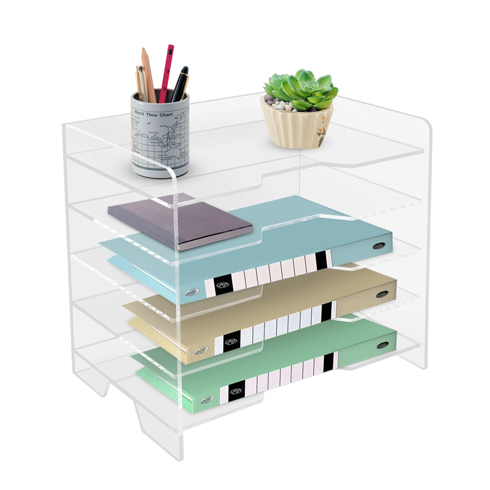 Acrylic Desk Organizer Clear Paper Tray File Storage for Office Organization