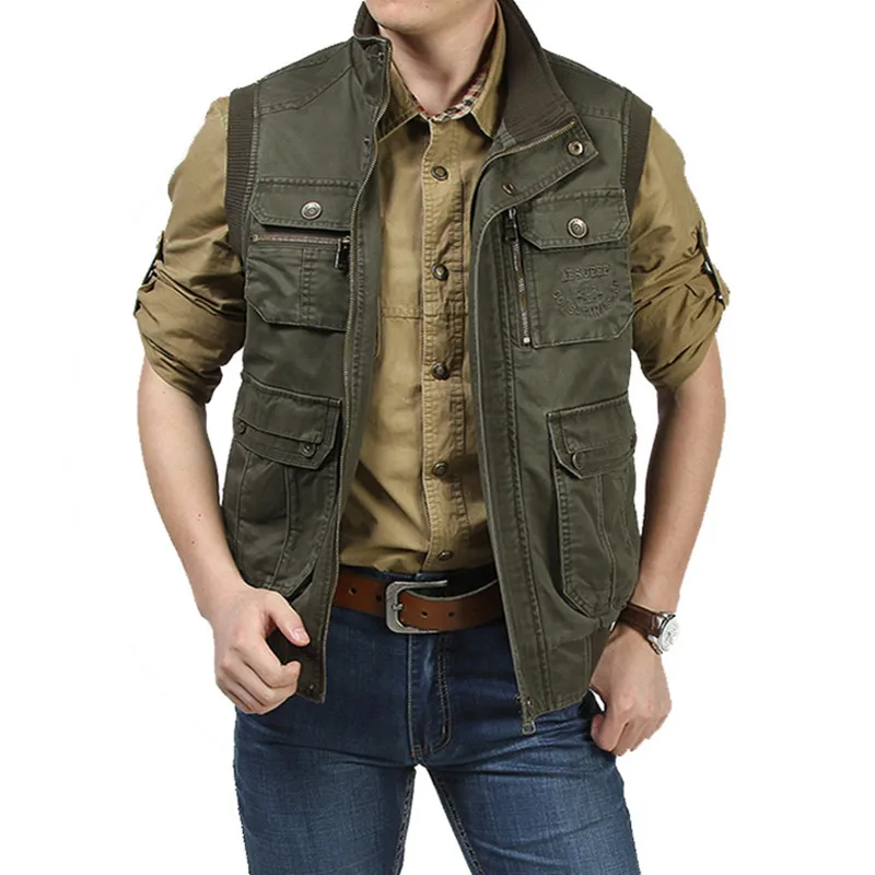 

Men's Vests Casual Autumn Outerwear Outdoor Multi-Pocket Cotton Undershirt Photography Fishing Undershirt Men's Vest Jacket Men