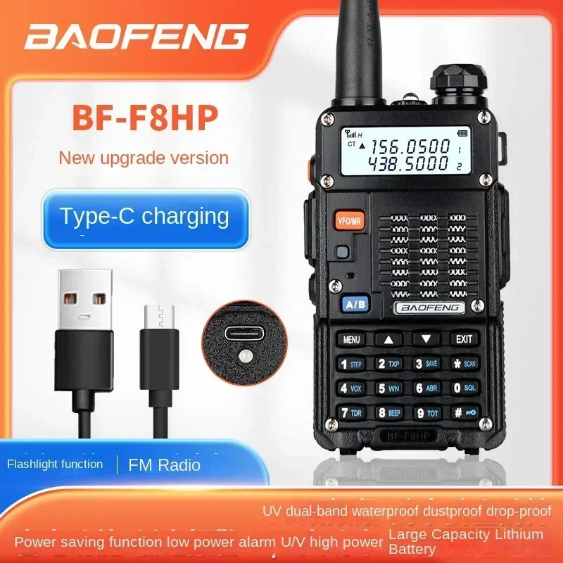 BAOFENG-Двухдиапазонная Двусторонняя радиосвязь, BF-F8HP, 8 Вт, 136-174 МГц, УКВ и 400-520 МГц, УВЧ, 3800 мАч, аккумуляторная батарея USB рация baofeng uv 6 двухдиапазонная 136 174 400 480 мгц укв увч