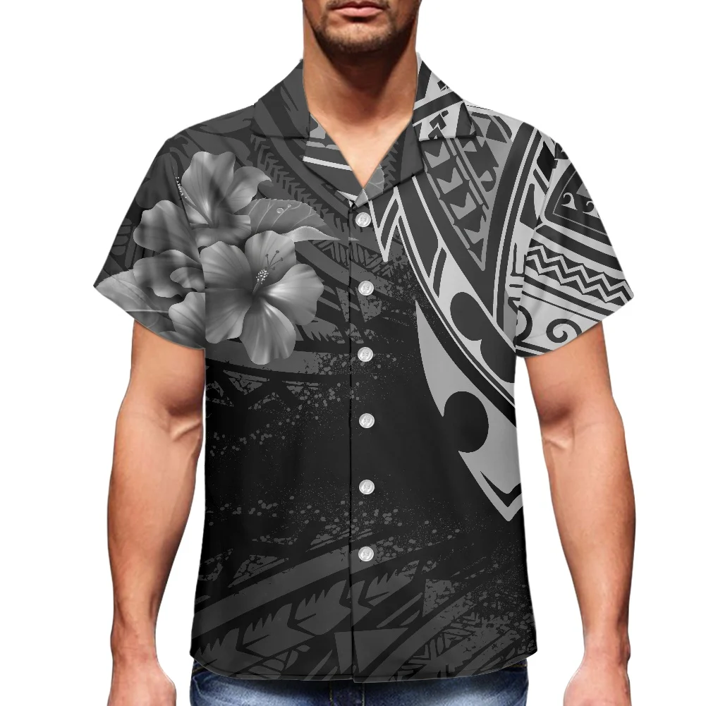 

HYCOOL, черные мужские строгие рубашки с коротким рукавом и пуговицами, Летняя Вечеринка, 5xl, размера плюс рубашки для мужчин, повседневные полинезийские строгие рубашки