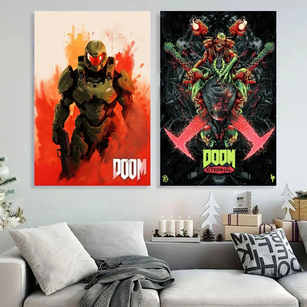 T-Doom Eternal Game Poster Kraft Club Bar Paper Vintage Poster Wall Art Painting Camera Da Letto Studio Big Szie Wall Painting Stickers
