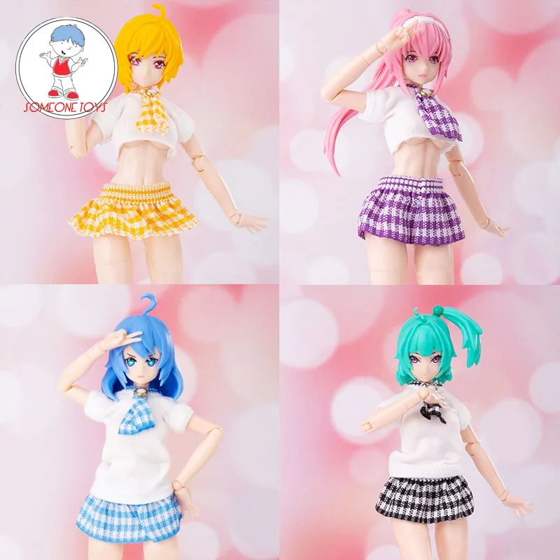 

1/6 scale cute school style white shirt purple pleated skirt fit 20CM Super Flexible Female Action Figure Body EM2021005