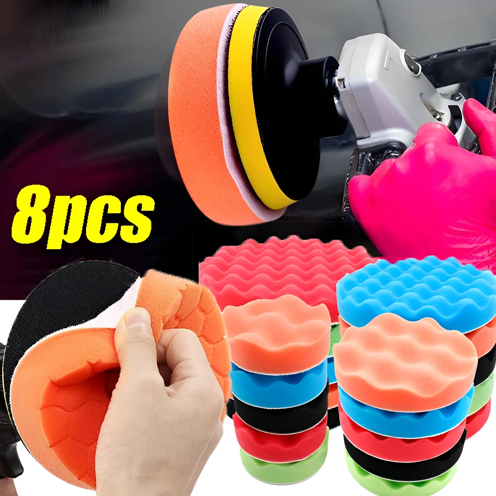 

Car Polishing Sponge Pads Kit Foam Pad Buffer Kit Polishing Machine Wax Pads for Auto Motorcycle motor vehicle Removes Scratches