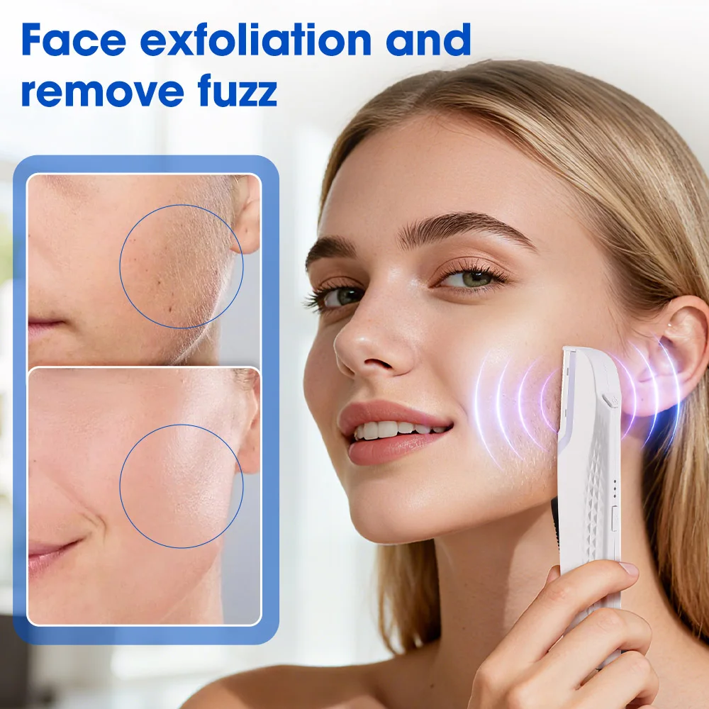Electric Dermaplane Razor for Facial Hair Removal with LED Light