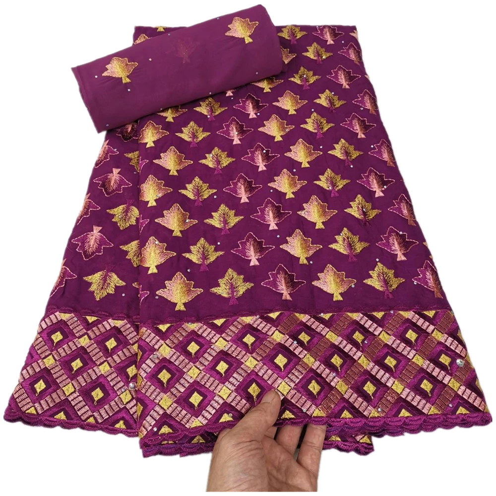 

Blesing 5+2 yards Swiss Voile Lace Fabric Embroidery Cotton African Nigerian Lace With Tulle Blouse