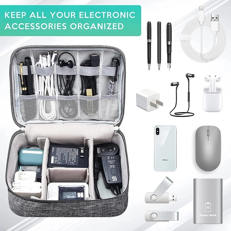 Travel Portable Electronic Organizer Waterproof Data Line USB Data Line Charger Storage Bag With Handle Cable Organizer cable storage box