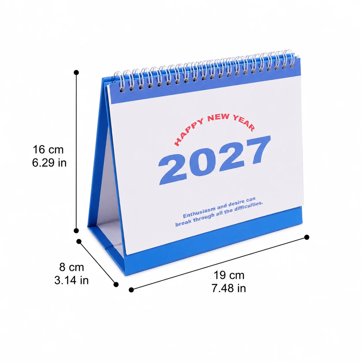 2027년 고급스러운 새해 책상 달력, 접이식 코일 스탠드, 월간 목표 페이지 포함, 이상적인 휴일 카운트다운 데스크탑 장식