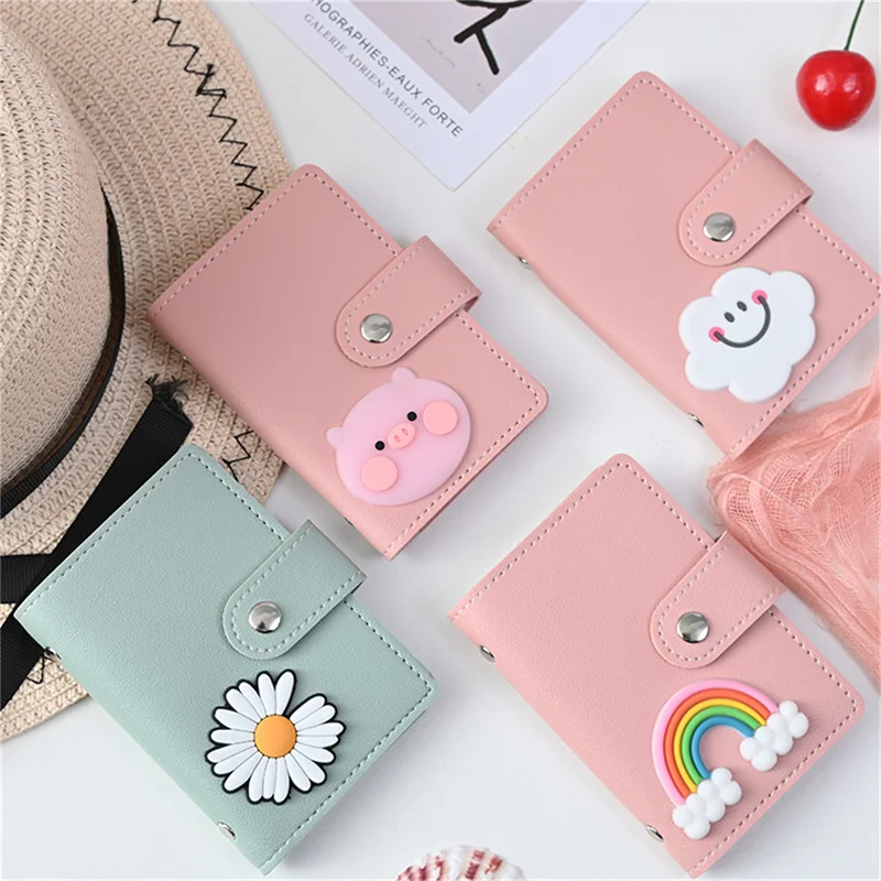 Women Fashion Card Holder Wallet Pu Leather Cute Cartoon 26 Bit Card Case Credit Passport Id
