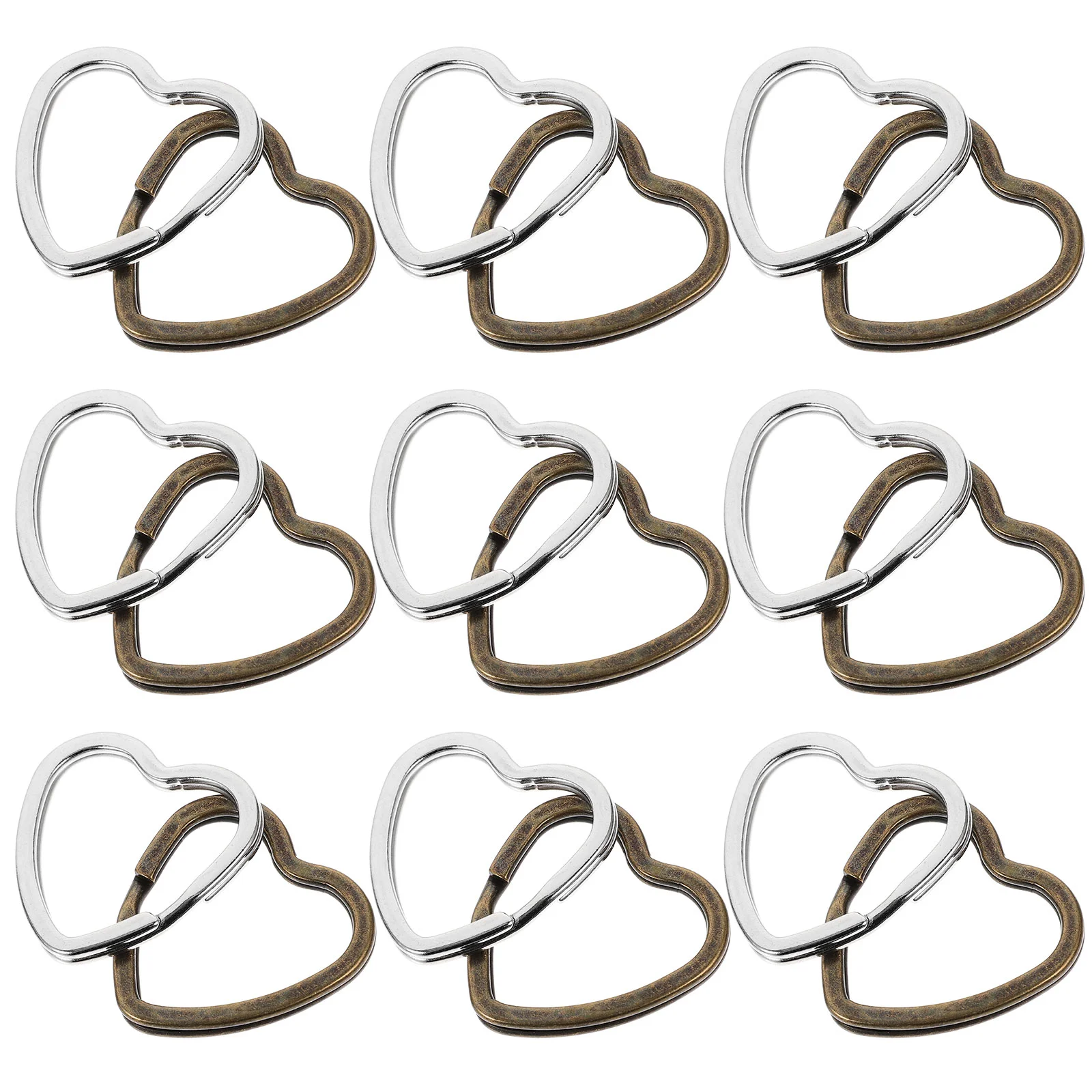 40Pcs Retro Style Heart Shape Key Rings Handcrafted Split Rings
