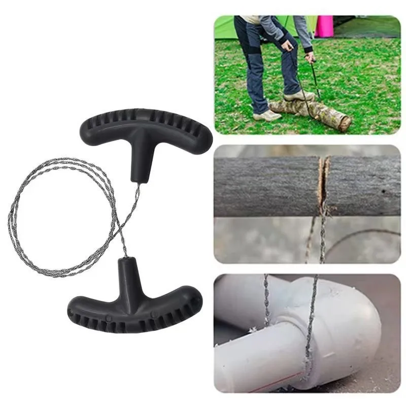 Hand Saw 70cm Portable Stainless Steel Wire Saw with Finger Handle Outdoor Camping Hiking Pocket Manual Cutting