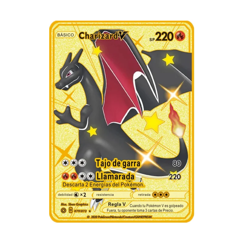 Pokemon Gold Card Metal Card Game Anime Battle Pokemon Gold Spanish Kaarten Charizard Pikachu Game Collection Cards Gift Kids Pokemon Gold Card Metal Card Game Anime Battle Pokemon Gold Spanish Kaarten Charizard Pikachu Game Collection Cards Gift Kids