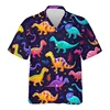 Cartoon Dinosaur 3D Printed Shirts For Men Clothes Cute Design Lapel Blouse Hip Hop Boy Streetwear Harajuku Surfing Short Sleeve 3