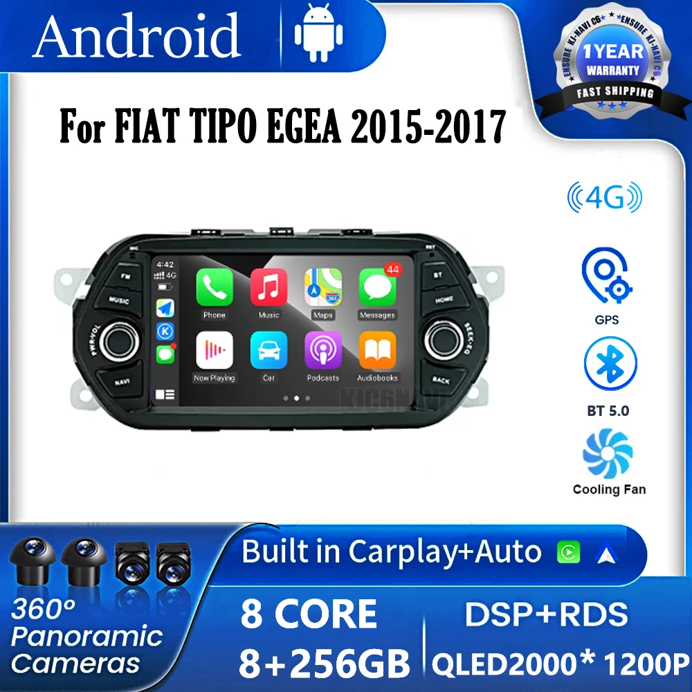 

7'' Android 14 Car Radio DSP For FIAT TIPO EGEA 2015-2017 Multimedia Video Player Carplay Android Auto GPS WIFI Autoradio 2Din