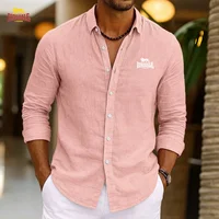 LONSDALE nouvelle chemise décontractée imprimée pour homme, chemise Henry légère à manches longues en pur coton, chemise en lin, col respirant Hawa 3