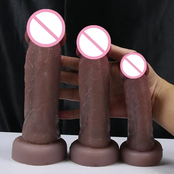 Dark Big Glans Realistic Dildos Soft Penis Dick Adults Vagina Anal Sex Toys With Suction Cup Cunt Panties Faloimetaor For Women 5
