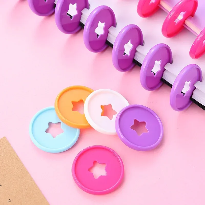 100PCS35MM plastic binding ring binding buckle five-pointed star pattern loose-leaf mushroom hole consumables