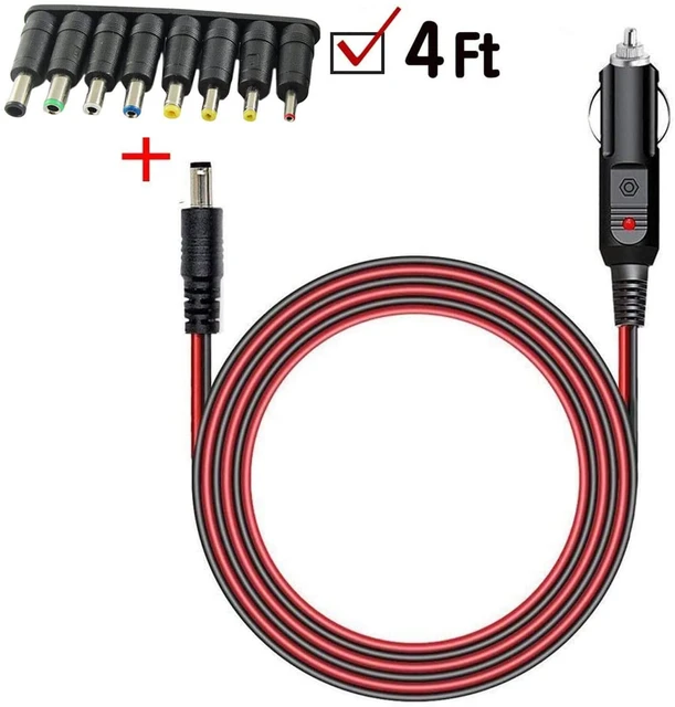  DC 5.5 x 2.1mm Connector Car Charger Power Supply Cord