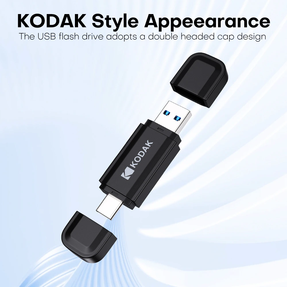 KODAK K143D USB 3.2 Type-C 플래시 드라이브 128GB 256GB 64GB 32GB OTG 고속 듀얼 펜드라이브 (휴대폰/노트북용)