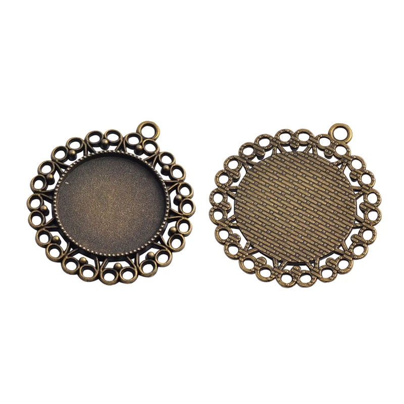 

New Fashion 5pcs 25mm Inner Size Antique Silver Plated Bronze Fashion Style Cabochon Base Setting Charms Pendant