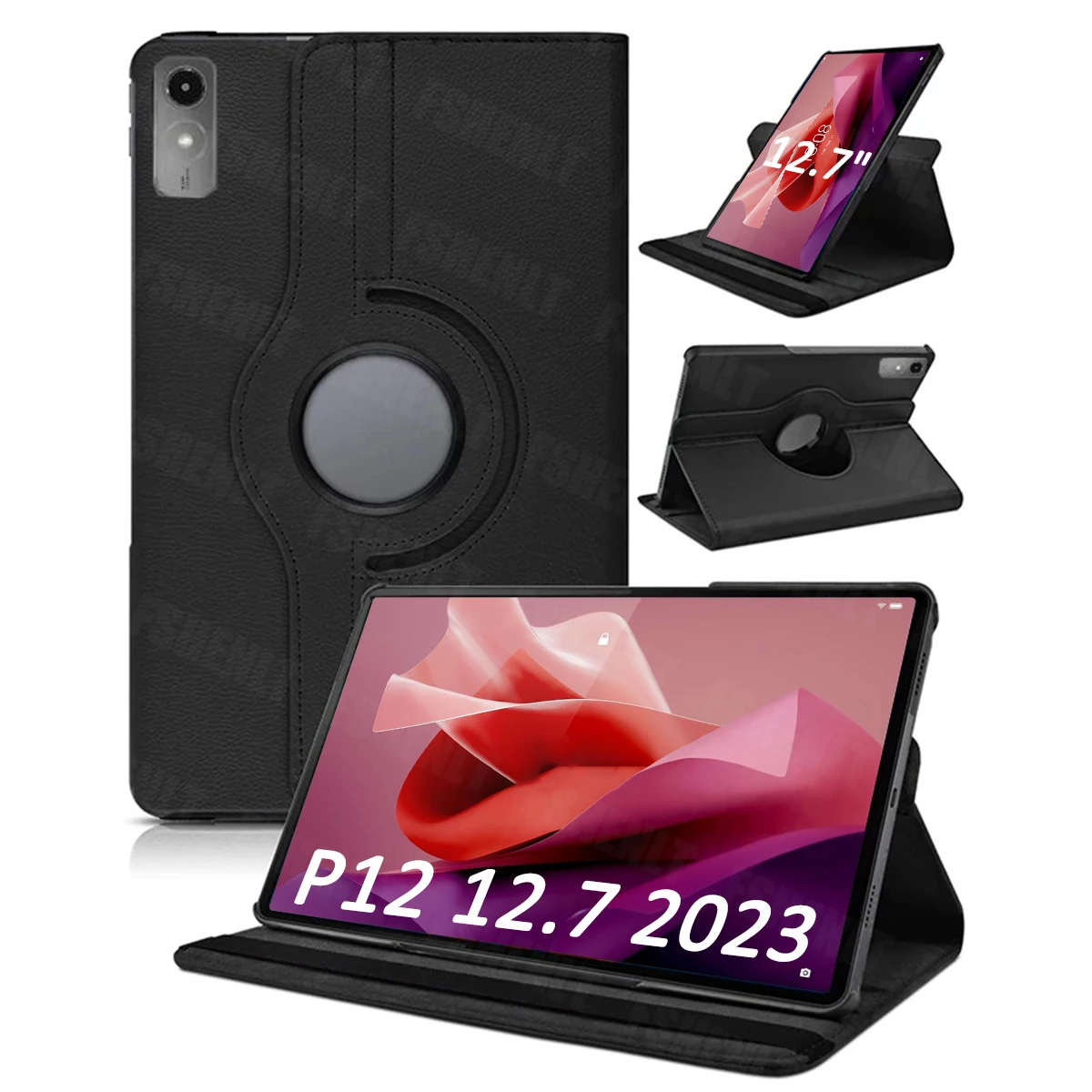 Premium Leather Tablet Case with Sleep/Wake Function and 360° Rotating Stand Cover