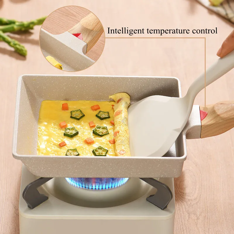 Betohe Japanese Tamagoyaki Flat-Bottomed Non-Stick Pot Roast Thick Egg  Omelet Pan Frying Pan Omelette Device