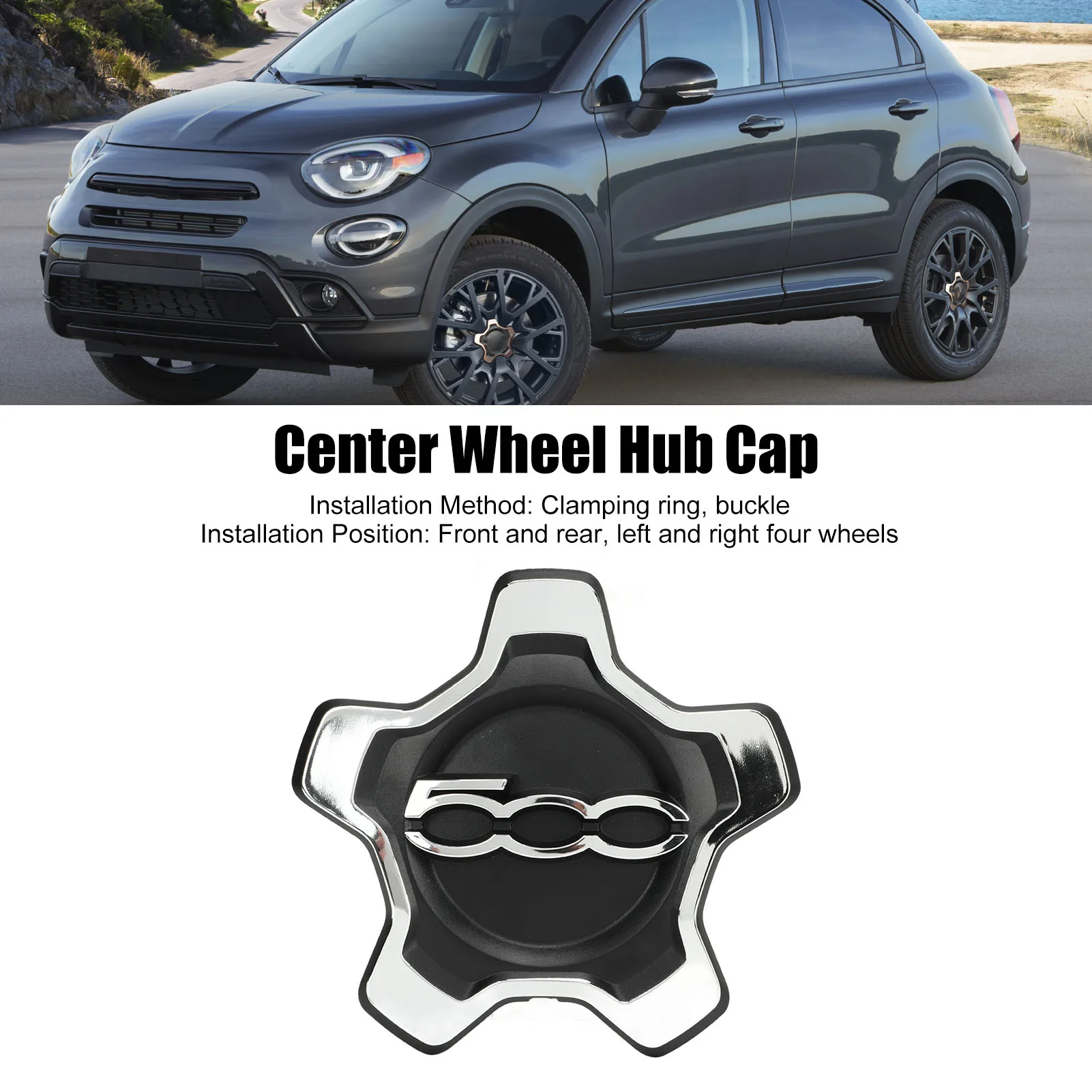 Wheel Hub Caps 735626312 Car Center Wheel Hub Cap Cover Plastic 735668196 Strong Sealing Rust Proof Replacement For 500X 334 2014 to
