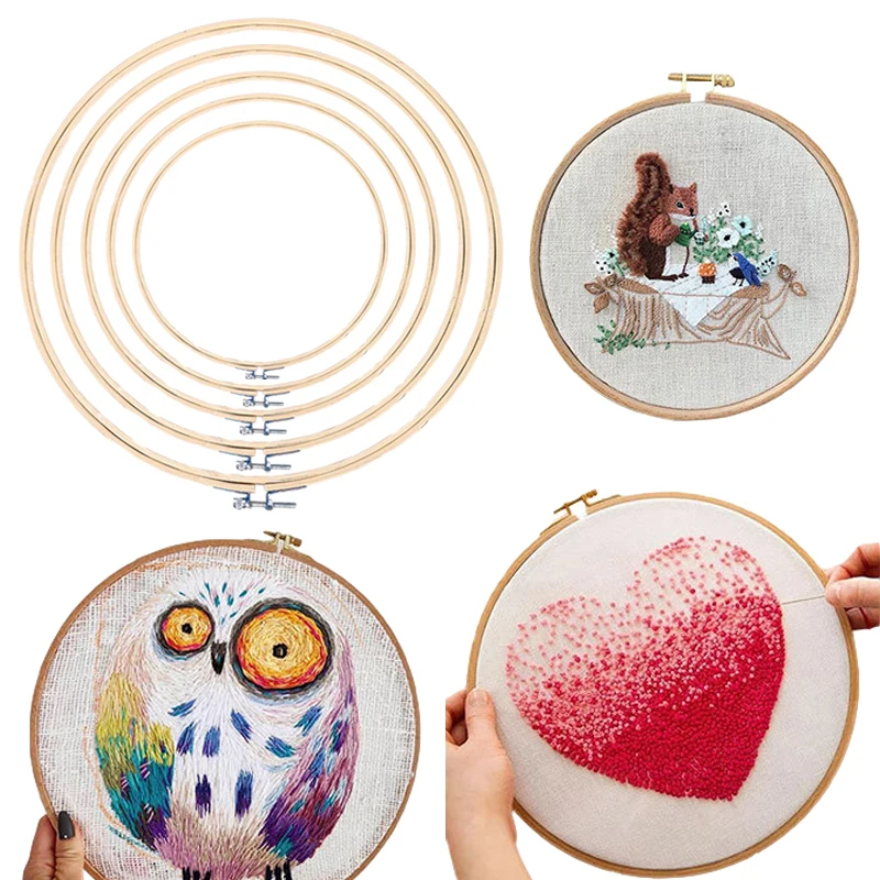 

8-40.5CM Wooden Bamboo Frame Embroidery Hoop Ring DIY Needlecraft Cross Stitch Machine Round Loop Hand Household Sewing Tools