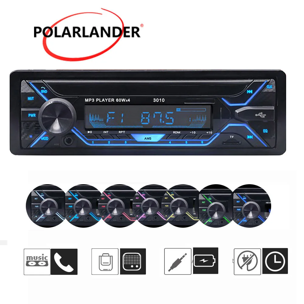 

Автомобильный MP3-плеер с Bluetooth, 1 Din, 12 В, Aux, MP3/WMA/USB/TF