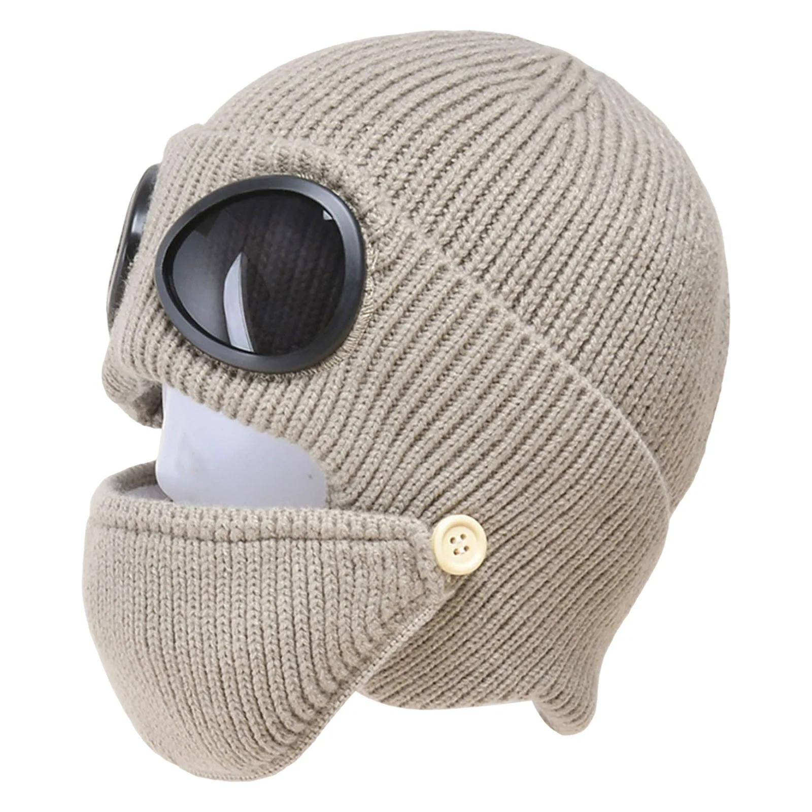 유니섹스 겨울용 따뜻한 2 in 1 크로셰 플리스 파일럿 글래스 캡 (운동복 여성용)