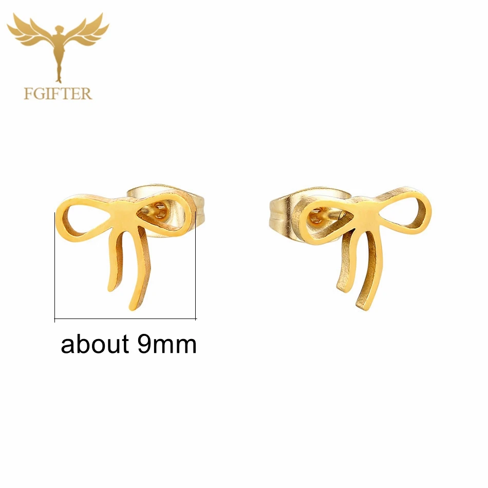 Bohemia Bowknot Earrings for Girl Women Bow Rosette Design Style Ear Studs Stainless Steel Earings Wholesale 12 Pairs Pack Gifts 6