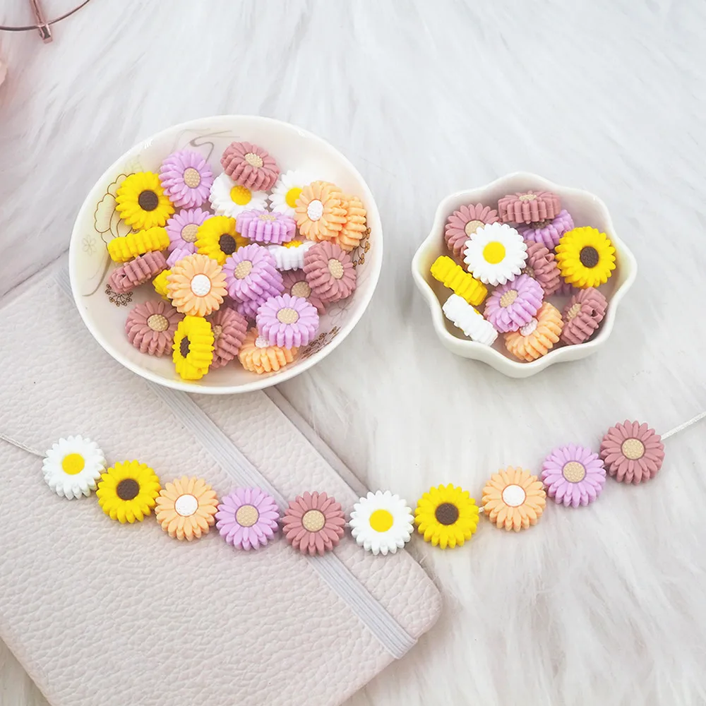 Chenkai 50pcs 14mm 수국 육각형 실리콘 구슬  Teething 구슬 BPA..