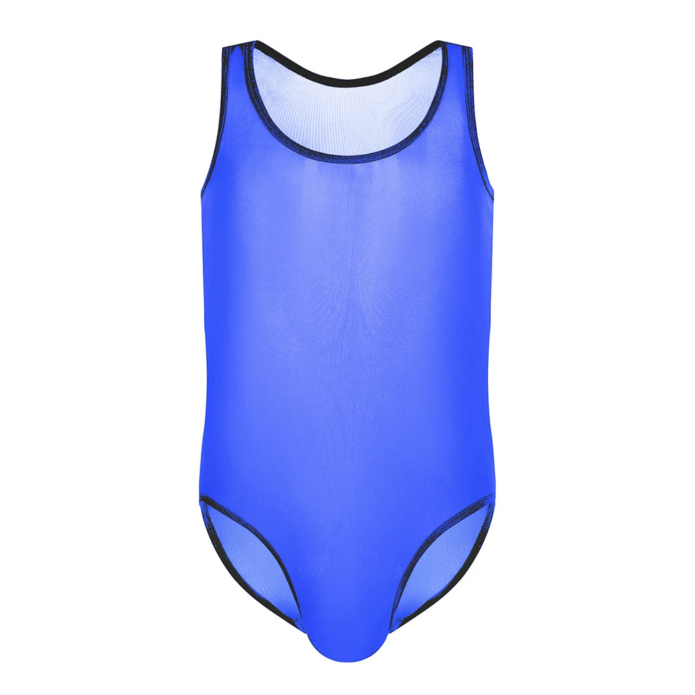 

Sexy Men Bodysuit See Through Sleeveless Lingerie O Neck Romper Ultra-thin Sheer Transparent Jumpsuit Solid Gay Erotic Sleepwear