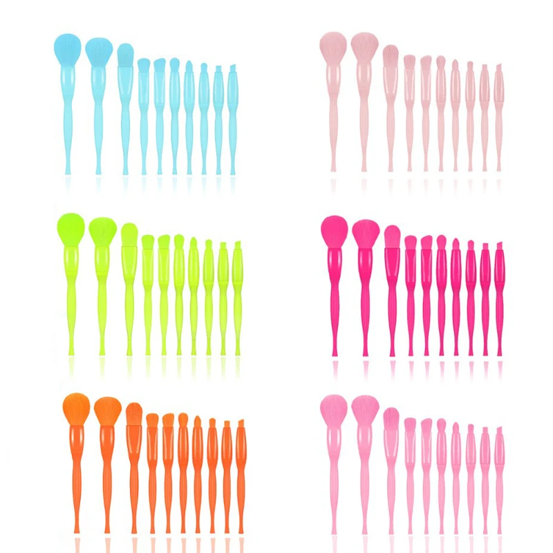 Candy Color Makeup Brushes Set Powder Foundation Eyebrow Eyeshadow Blush Make Up Tools Kit Foundation Brush Set 10 pcs