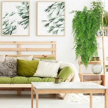 4pcs Hanging Persian Fern Leaves Artificial Plant for Garden Decor 4