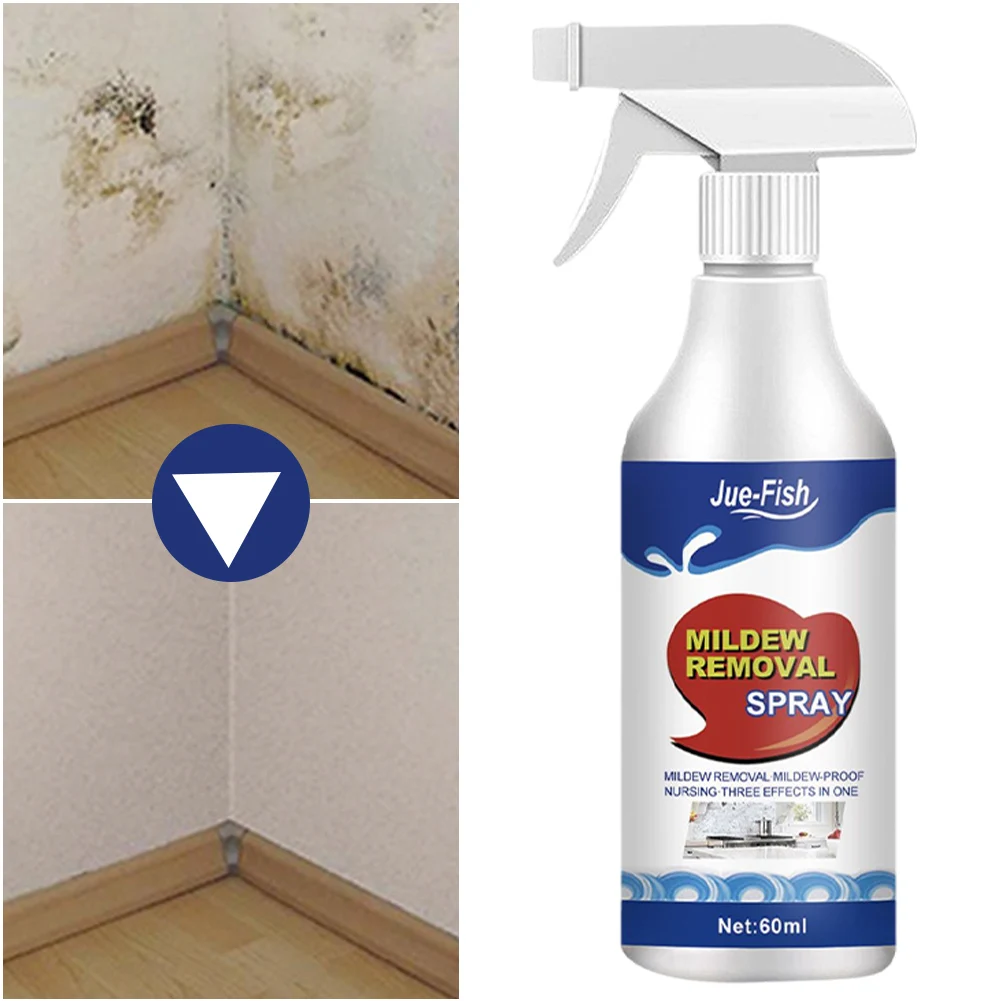 60ML Mildew Removal Spray Powerful Bathroom Mould Cleaner Remover Spray Multipurpose Cleaning Foam for Wall Tiles Bathtubs
